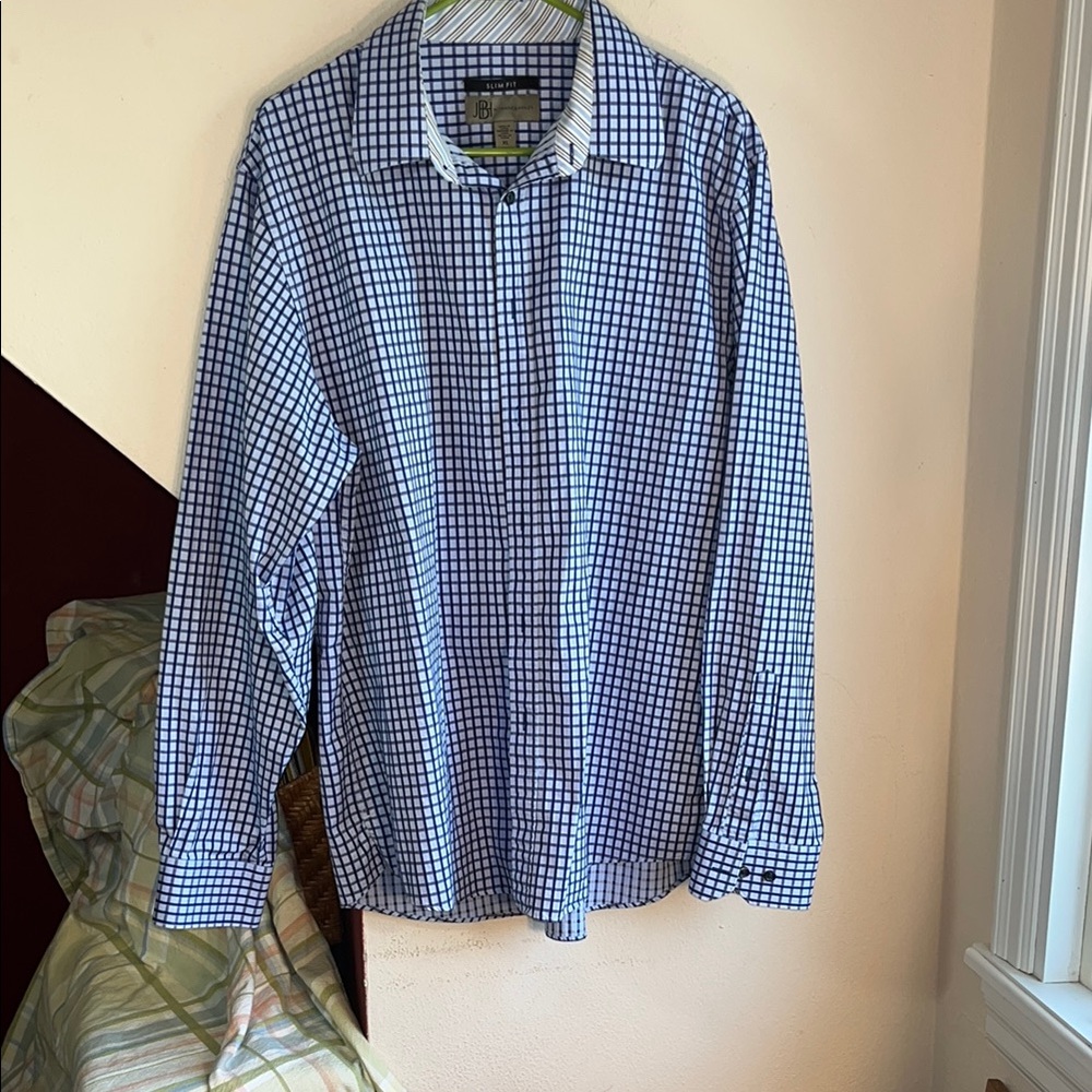 Men's Blue Checkered Slim Fit 100% Cotton Shirt